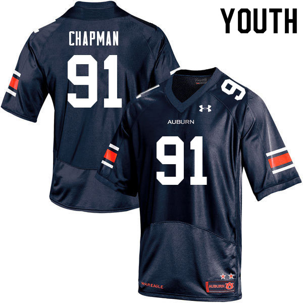 Youth #91 Oscar Chapman Auburn Tigers College Football Jerseys Sale-Navy